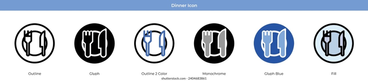 Abendessen Neues Jahr Symbol Set Vektorgrafik