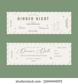 Dinner Night ticket Party template design
