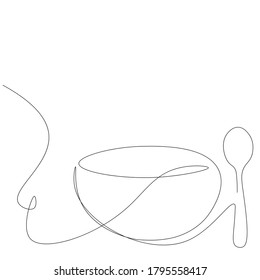 Dinner one line drawing, vector illustration