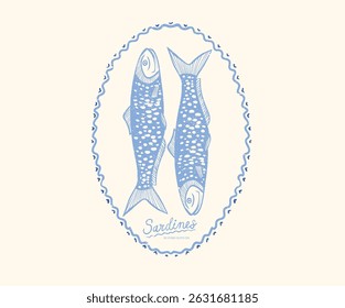 Dinner party. Seafood t shirt design. Sardines love club. In pure olive and lemon. Canned fish artwork. Fish vintage artwork. Sardines fish artwork for t shirt print, poster, sticker and other uses.