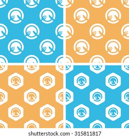 Dinner pattern set, simple and hexagon, on yellow or blue background