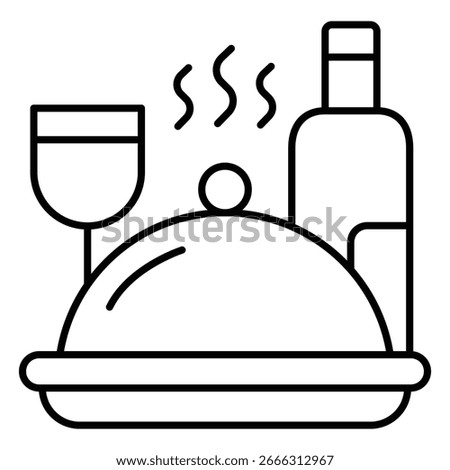 Dinner Plate and Cutlery Flat Vector Illustration for Meal Icon