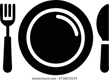Dinner Plate Fork Knife Icon Graphic