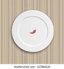 Dinner plate on bamboo napkin. Vector illustration