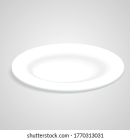 dinner plate  white realistic  vector illustration