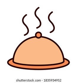 dinner platter food catering vector illustration line fill icon