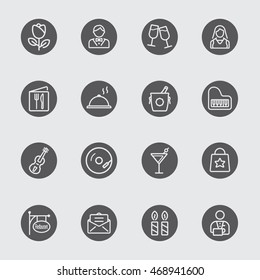 Dinner restaurant black circles line icon
