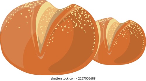 Dinner rolls. Cartoon bread bun. Bakery icon