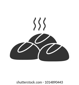 Dinner rolls glyph icon. Round buns. Silhouette symbol. Negative space. Vector isolated illustration