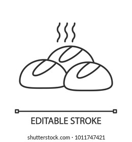 Dinner rolls linear icon. Thin line illustration. Round buns. Contour symbol. Vector isolated outline drawing. Editable stroke