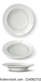 Cena sirviendo burla de platos. Placa blanca realista