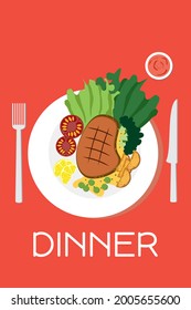 Dinner set vector illustration art