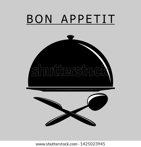 Dinner Set Vintage, Spoon, Knife, Plate, Bon Appetit, Vector, Silhouette