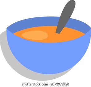 Dinner soup, illustration, vector, on a white background.