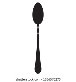 Ложка силуэт. Dinner spoon silhouette. Element for the restaurant menu. Vector drawing.