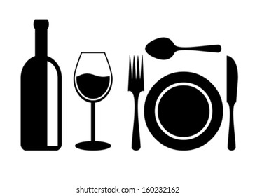 Dinner table accessories, vector illustration