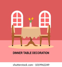 Dinner table decoration illustration