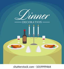 Dinner table decoration illustratrion