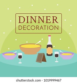 Dinner table decoration illustratrion