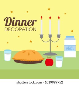 Dinner table decoration illustratrion