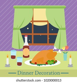 Dinner table decoration illustratrion