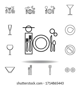 Dinner, table etiquette icon. Set can be used for web, logo, mobile app, UI, UX on white background