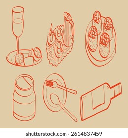 Dinner table with food and drinks
