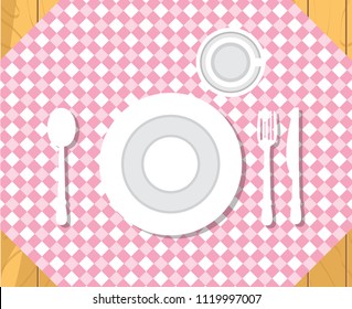 Dinner table. Formal dinner setting. Isolated flat style vector illustration.