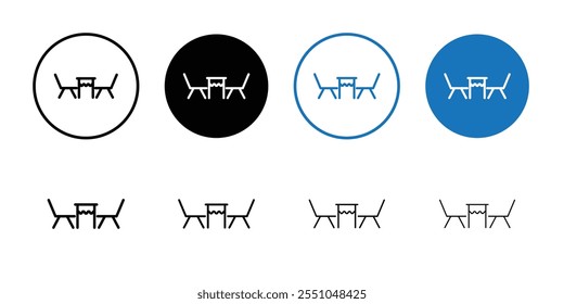 Icono de mesa de cena Vector de contorno en blanco y negro