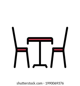 Dinner table icon Design Template. Illustration vector graphic. simple flat color line style icon isolated on white background. Perfect for your web site design, logo, symbols of restaurants, cafe