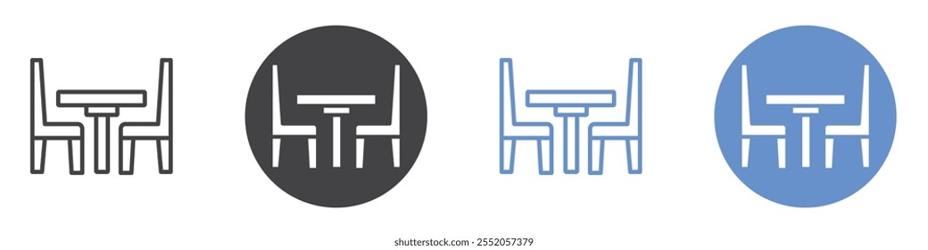 Conjunto de símbolos de linha plana do ícone da mesa de jantar.