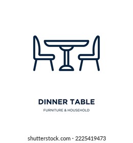 icono de la mesa de la cena de la colección de muebles de casa. Mesa de cena lineal delgada, cena, ícono de contorno alimentario aislado en fondo blanco. Señal de la mesa de cena de vectores de línea, símbolo para web y móvil