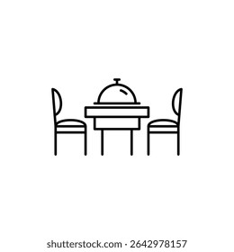Signo de conjunto de esquema de icono de mesa de cena