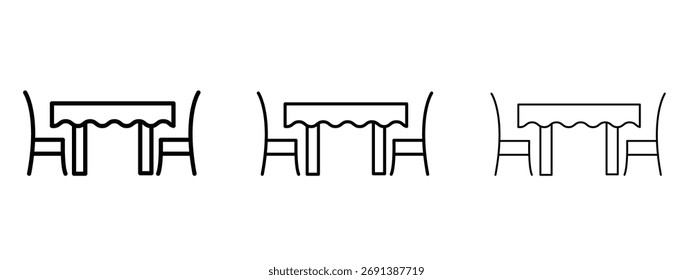 Icono de mesa de cena en el símbolo de estilo de trazo de contorno.
