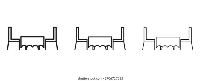 Icono de mesa de cena con estilo de contorno, diseños de Ilustración vectorial