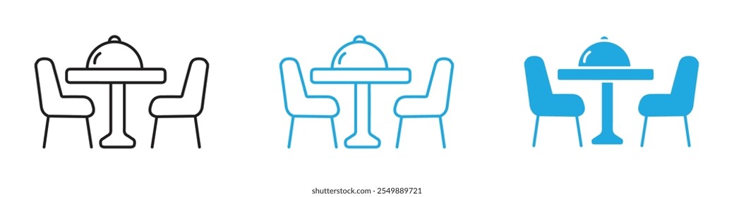 Conjunto de líneas de Vector de contorno de icono de mesa de cena