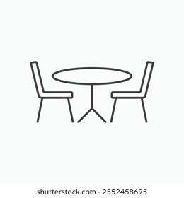Dinner table icon set in blackthin line style.