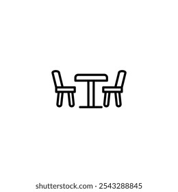 Coleção de símbolos de ícone de mesa de jantar em fundo branco.
