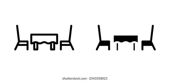 Dinner table icon symbol collection on white background.