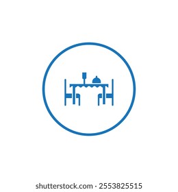 Dinner table icon Thin line flat illustration