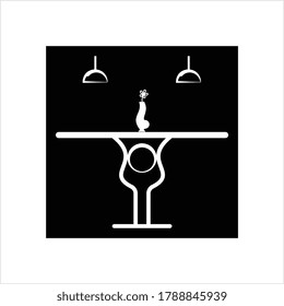 Dinner Table Icon, Dinner Table Vector Art Illustration