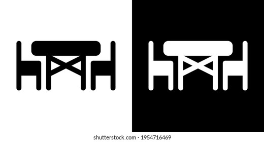 Dinner Table. Icon in White and Black Version.