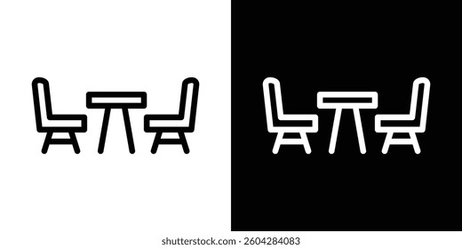 Dinner table icons vectors set in stroke line style.