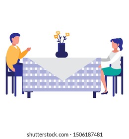 Dinner table inside home design vector illustration