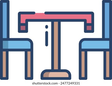 Dinner Table linear color vector illustration