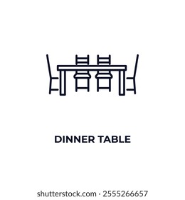 dinner table  outline icon. Linear vector from furniture concept. Thin line dinner table  icon isolated on white background