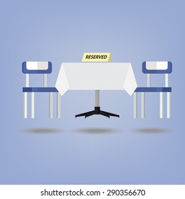 Dinner table with reserved sign