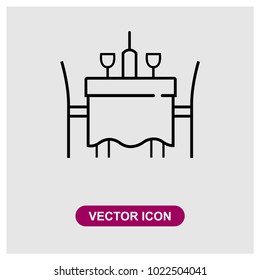 Dinner Table Sign Icon In Trendy Flat Style Isolated On Grey Background, Modern Symbol Vector Illustration For Web