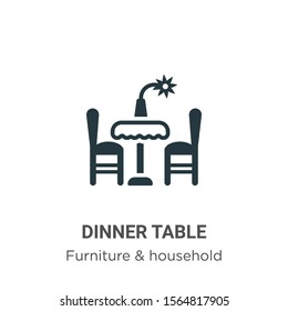 Dinner table vector icon on white background. Flat vector dinner table icon symbol sign from modern furniture & household collection for mobile concept and web apps design.