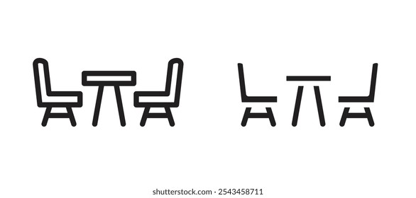 Dinner table vector icon set in black.